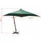 Ομπρέλα κρεμαστή πράσινη με ξύλινο ιστό 300x300 εκ