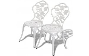 Καρέκλες Bistro 2 τεμ. Λευκές από Χυτό Αλουμίνιο