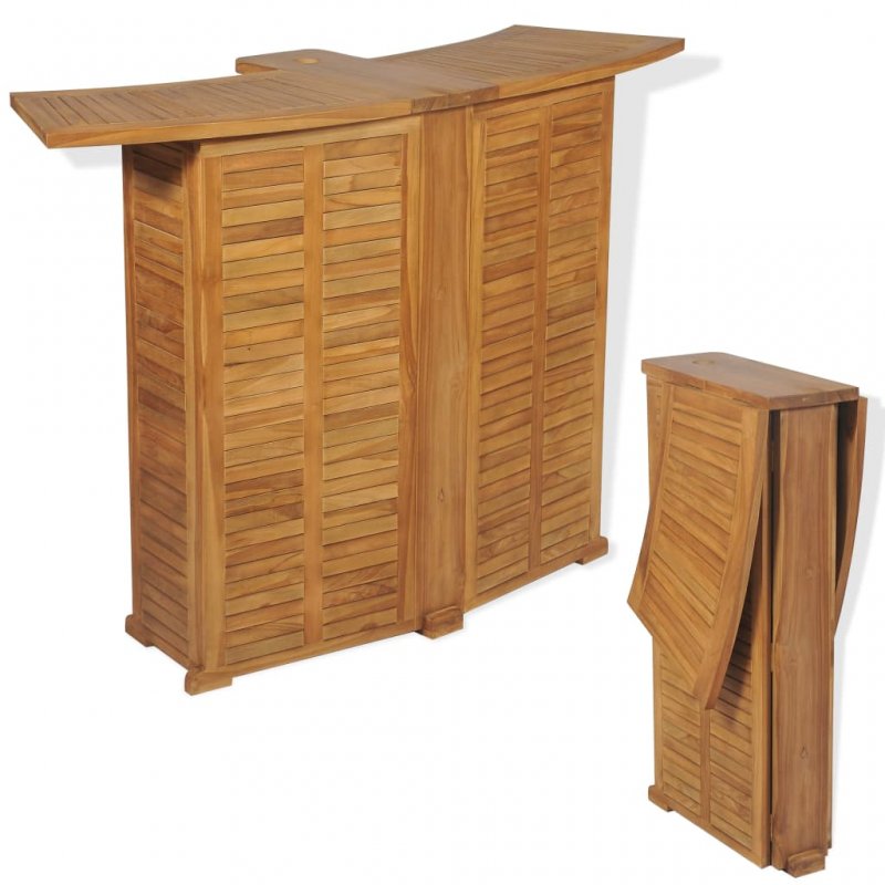 Σετ επίπλων bistro τριών τεμαχίων με πτυσσόμενες καρέκλες από μασίφ ξύλο teak