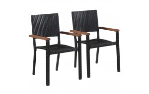 Καρέκλες Κήπου 2 τεμ. Μαύρες από Συνθετικό Ρατάν