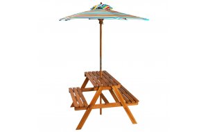 Τραπέζι πικ νικ παιδικό με ομπρέλα από μασίφ ξύλο ακακίας 79x90x60 εκ