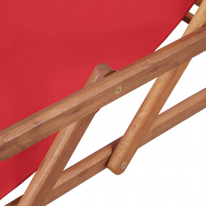 Σαιζλόνγκ πτυσσόμενη με σκελετό από ξύλο ευκάλυπτου και κόκκινο ύφασμα