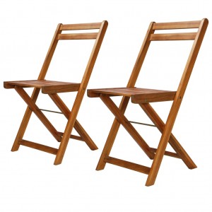 Καρέκλες bistro εξωτερικού χώρου σετ δύο τεμαχίων από μασίφ ξύλο ακακίας