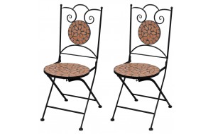 Καρέκλες bistro πτυσσόμενες σετ δύο τεμαχίων τερακότα κεραμικές