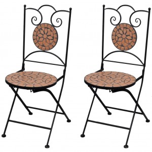 Καρέκλες bistro πτυσσόμενες σετ δύο τεμαχίων τερακότα κεραμικές