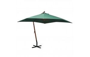 Ομπρέλα κρεμαστή πράσινη με ξύλινο ιστό 300x300 εκ