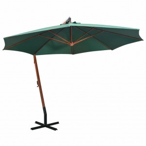 Ομπρέλα κρεμαστή πράσινη με ξύλινο ιστό 350 εκ