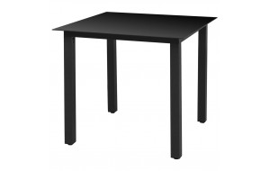 Τραπέζι κήπου μαύρο από αλουμίνιο και γυαλί 80x80x74 εκ