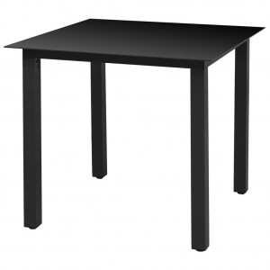 Τραπέζι κήπου μαύρο από αλουμίνιο και γυαλί 80x80x74 εκ