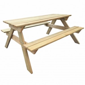 Τραπέζι πικ-νικ με πάγκους από ξύλο πεύκου 150x135x71,5 εκ