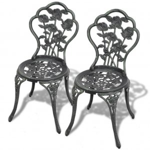 Καρέκλες Bistro 2 τεμ. Μπρονζέ από Χυτό Αλουμίνιο