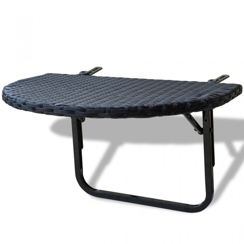 Τραπέζι Μπαλκονιού Μαύρο 60 x 60 x 32 εκ. από Συνθετικό Ρατάν | Echo Deco