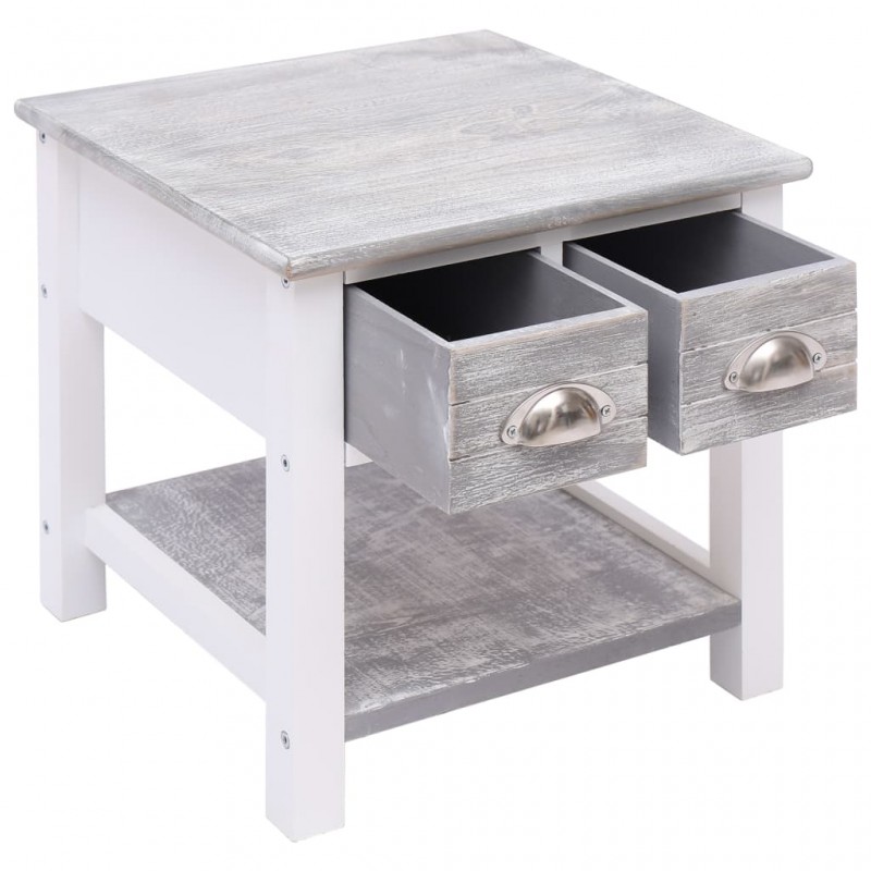 Τραπέζι βοηθητικό γκρι 40 x 40 x 40 εκ από ξύλο παυλώνιας | Echo Deco