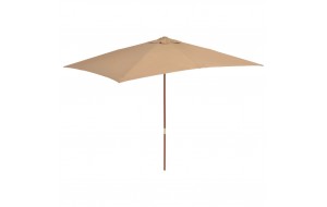 Ομπρέλα Κήπου Χρώμα Taupe 200 x 300 εκ. με Ξύλινο Ιστό