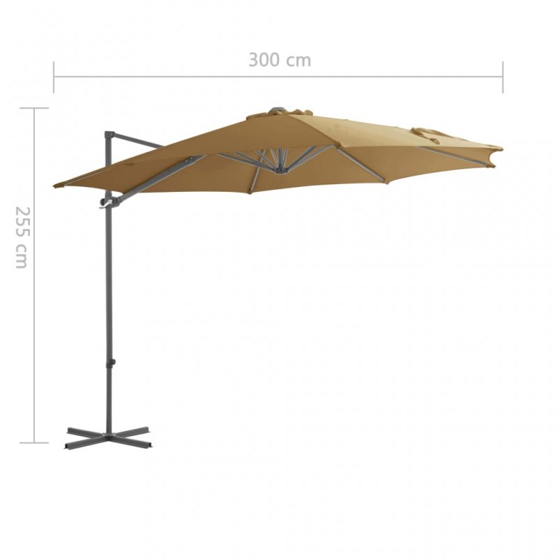 Ομπρέλα κρεμαστή σε χρώμα taupe με ατσάλινο ιστό 300 εκ