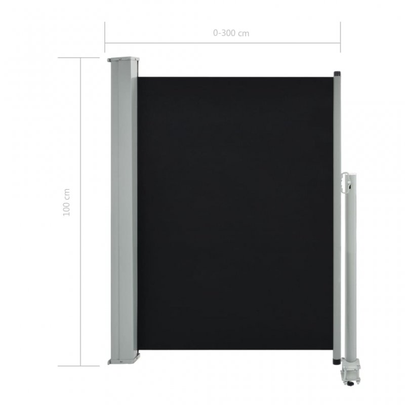 Σκίαστρο Πλαϊνό Συρόμενο Βεράντας Μαύρο 100 x 300 εκ. | Echo Deco