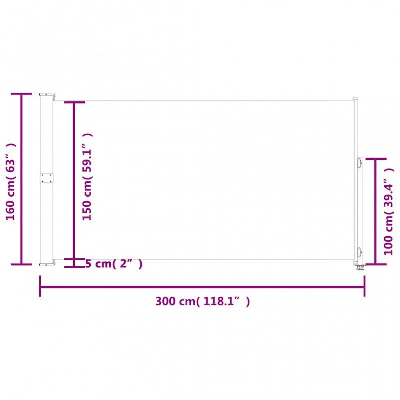 Σκίαστρο Πλαϊνό Συρόμενο Βεράντας Γκρι 160 x 300 εκ. | Echo Deco