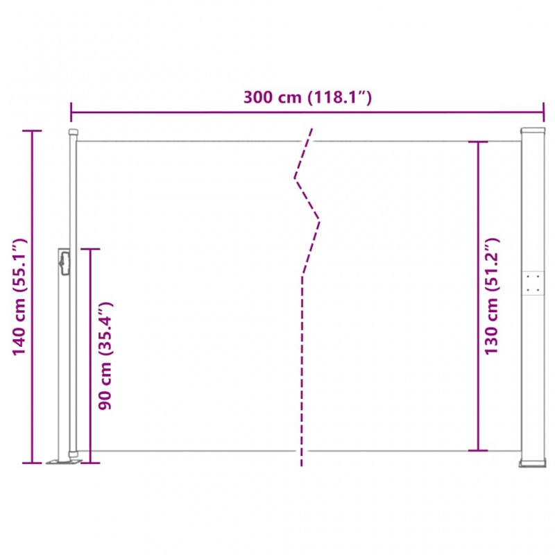 Σκίαστρο Πλαϊνό Συρόμενο Κόκκινο 140 x 300 εκ. | Echo Deco
