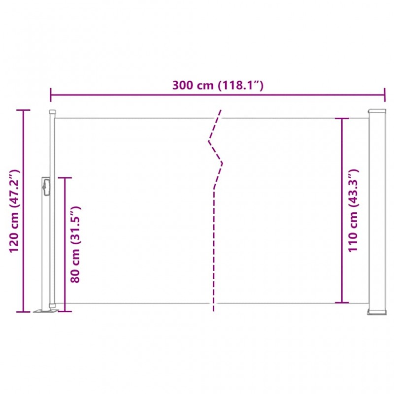 Σκίαστρο Πλαϊνό Συρόμενο Κόκκινο 120 x 300 εκ. | Echo Deco