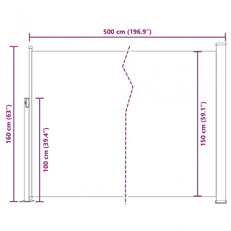 Σκίαστρο Πλαϊνό Συρόμενο Κόκκινο 160 x 500 εκ. | Echo Deco