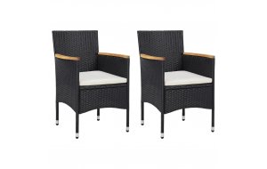 Καρέκλες Τραπεζαρίας Κήπου 2 τεμ. Μαύρες από Συνθ&epsilon