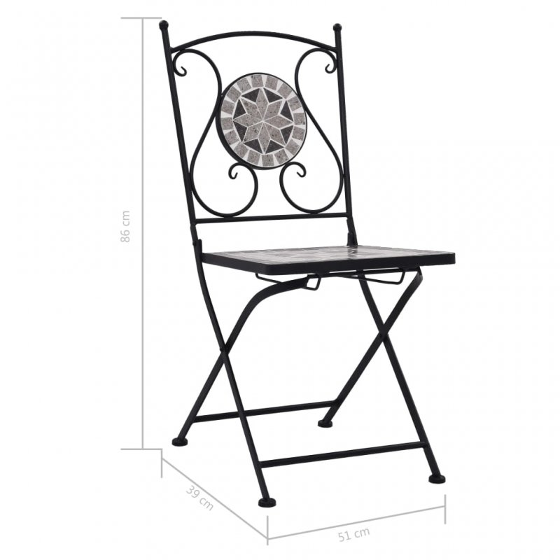 Καρέκλες μπιστρό με εφέ μωσαϊκού σετ δύο τεμαχίων γκρι