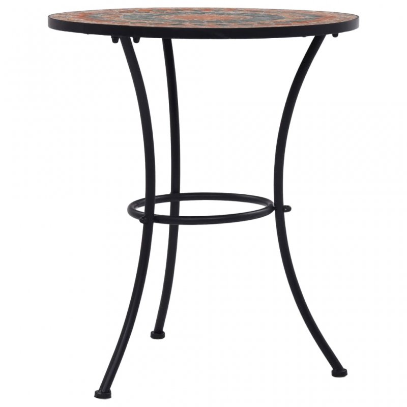 Τραπέζι μπιστρό με κεραμική επιφάνεια τύπου μωσαϊκό πορτοκαλί και γκρι 60x70 εκ