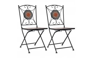 Καρέκλες Μπιστρό «Μωσαϊκό» 2 τεμ. Πορτοκαλί / Γκρι