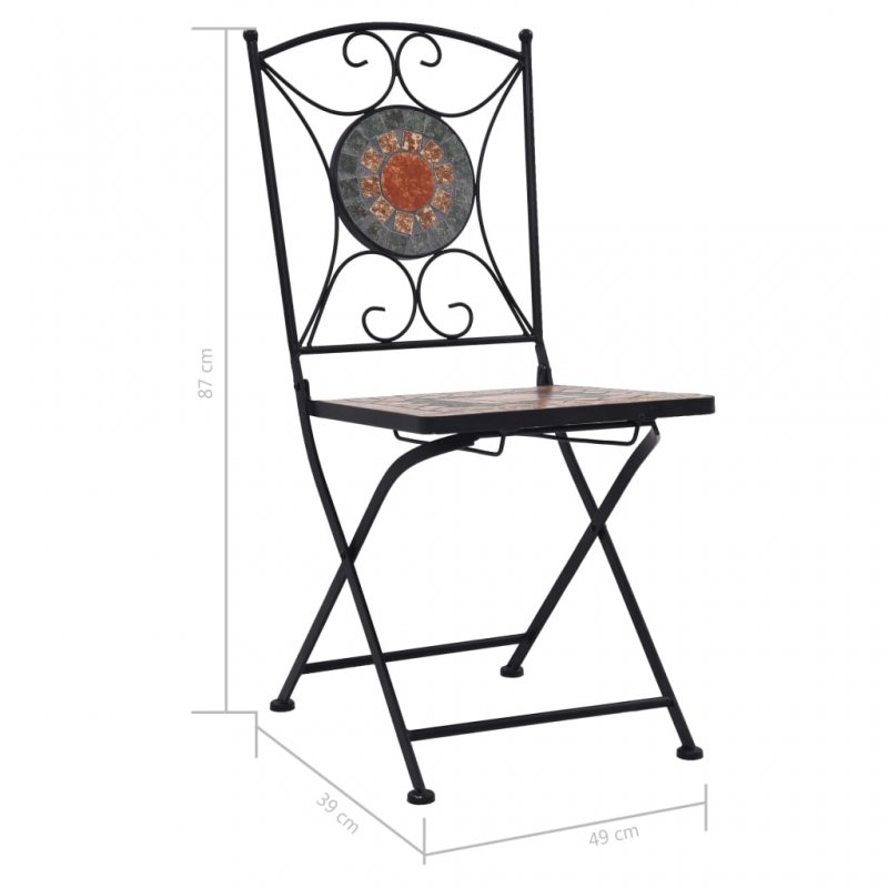 Καρέκλες μπιστρό με εφέ μωσαϊκού σετ δύο τεμαχίων πορτοκαλί και γκρι