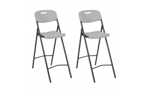 Καρέκλες Μπαρ Πτυσσόμενες 2 τεμ. Λευκές από HDPE / Ατσά&lambda