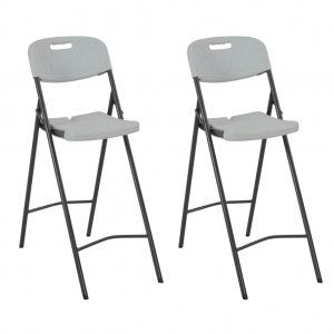 Καρέκλες Μπαρ Πτυσσόμενες 2 τεμ. Λευκές από HDPE / Ατσά&lambda