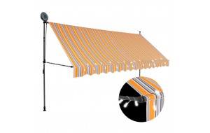 Τέντα Συρόμενη Χειροκίνητη με LED Κίτρινη / Μπλε 400 εκ.