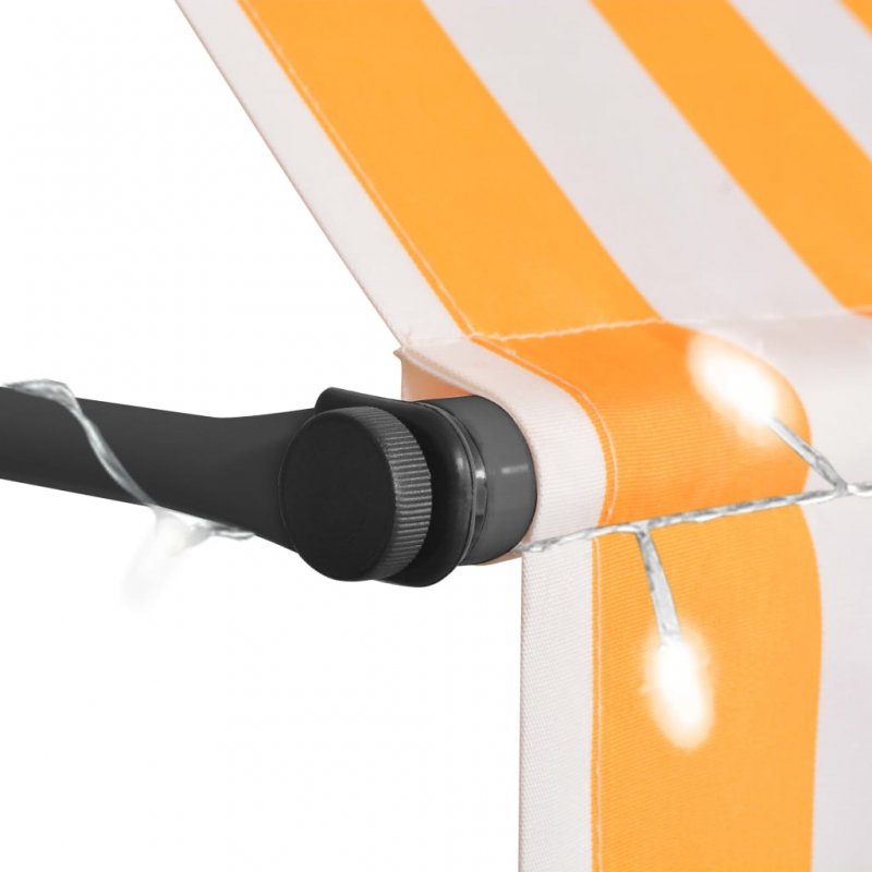 Τέντα Συρόμενη Χειροκίνητη με LED Λευκή / Πορτοκαλί 250 εκ