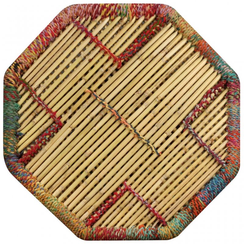 Τραπεζάκι σαλονιού με λεπτομέρειες Chindi πολύχρωμο 60x60x45 εκ