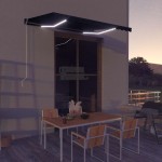 Τέντα Συρόμενη Χειροκίνητη με LED Ανθρακί 350 x 250 εκ.