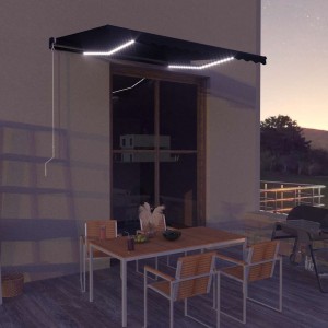 Τέντα Συρόμενη Χειροκίνητη με LED Ανθρακί 350 x 250 εκ.