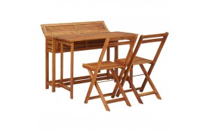 Τραπέζι με Γλάστρα και 2 Καρέκλες Μπιστρό Μασίφ Ξύλο Α