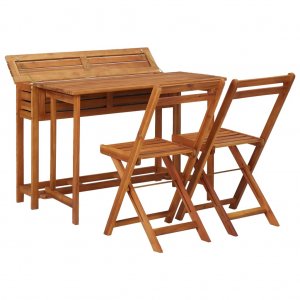 Τραπέζι με Γλάστρα και 2 Καρέκλες Μπιστρό Μασίφ Ξύλο Α