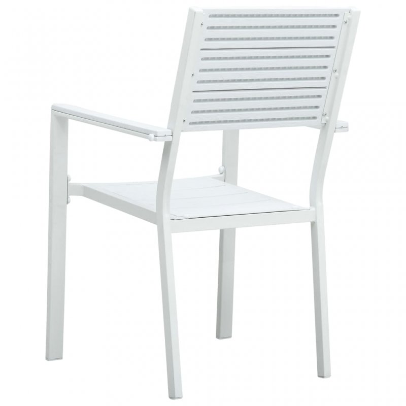 Καρέκλες Κήπου 4 τεμ. Λευκές με Όψη Ξύλου από HDPE