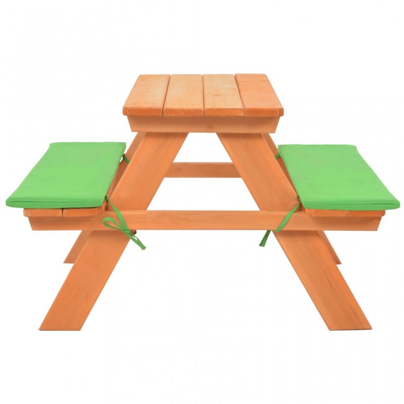 Τραπέζι πικ νικ παιδικό με πάγκους από μασίφ ξύλο ελάτης 89x79x50 εκ