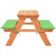 Τραπέζι πικ νικ παιδικό με πάγκους από μασίφ ξύλο ελάτης 89x79x50 εκ