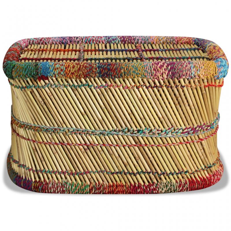 Τραπεζάκι σαλονιού από μπαμπού με λεπτομέρειες πολύχρωμου Chindi 78x50x45 εκ