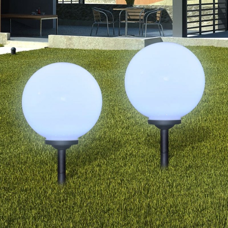 Φωτιστικό εξωτερικού χώρου μπάλα ηλιακό LED σετ δύο τεμαχίων με καρφί 30 εκ