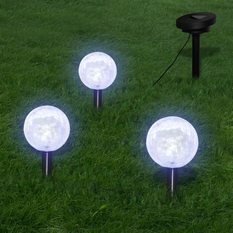 Φωτιστικά ηλιακά μπάλα LED σετ 3 τεμαχίων με στηρίγματα και ηλιακό πάνελ