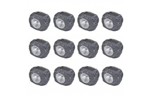 Ηλιακό φωτιστικό LED σποτ σε σχήμα πέτρας σετ 12 τεμαχίων