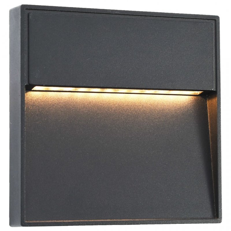 Φωτιστικά τοίχου LED εξωτερικού χώρου τετράγωνα μαύρα σετ δύο τεμαχίων
