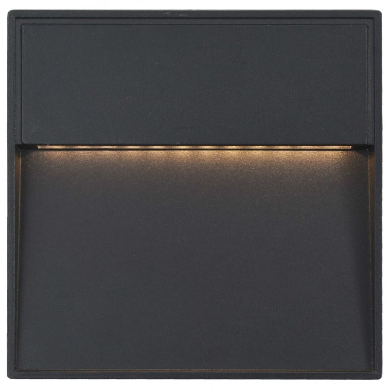 Φωτιστικά τοίχου LED εξωτερικού χώρου τετράγωνα μαύρα σετ δύο τεμαχίων