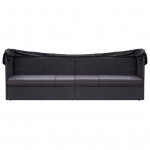 Καναπές κρεβάτι κήπου από μαύρο συνθετικό ρατάν με σκίαστρο 205x62x124 εκ