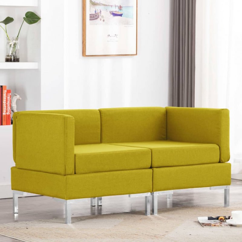 Γωνιακοί καναπέδες τμηματικοί δύο τεμαχίων κίτριν&omicro