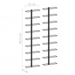 Βάσεις κρασιών τοίχου δύο τεμαχίων για 18 φιάλες μαύρες σιδερένιες 24x8x95,4 εκ